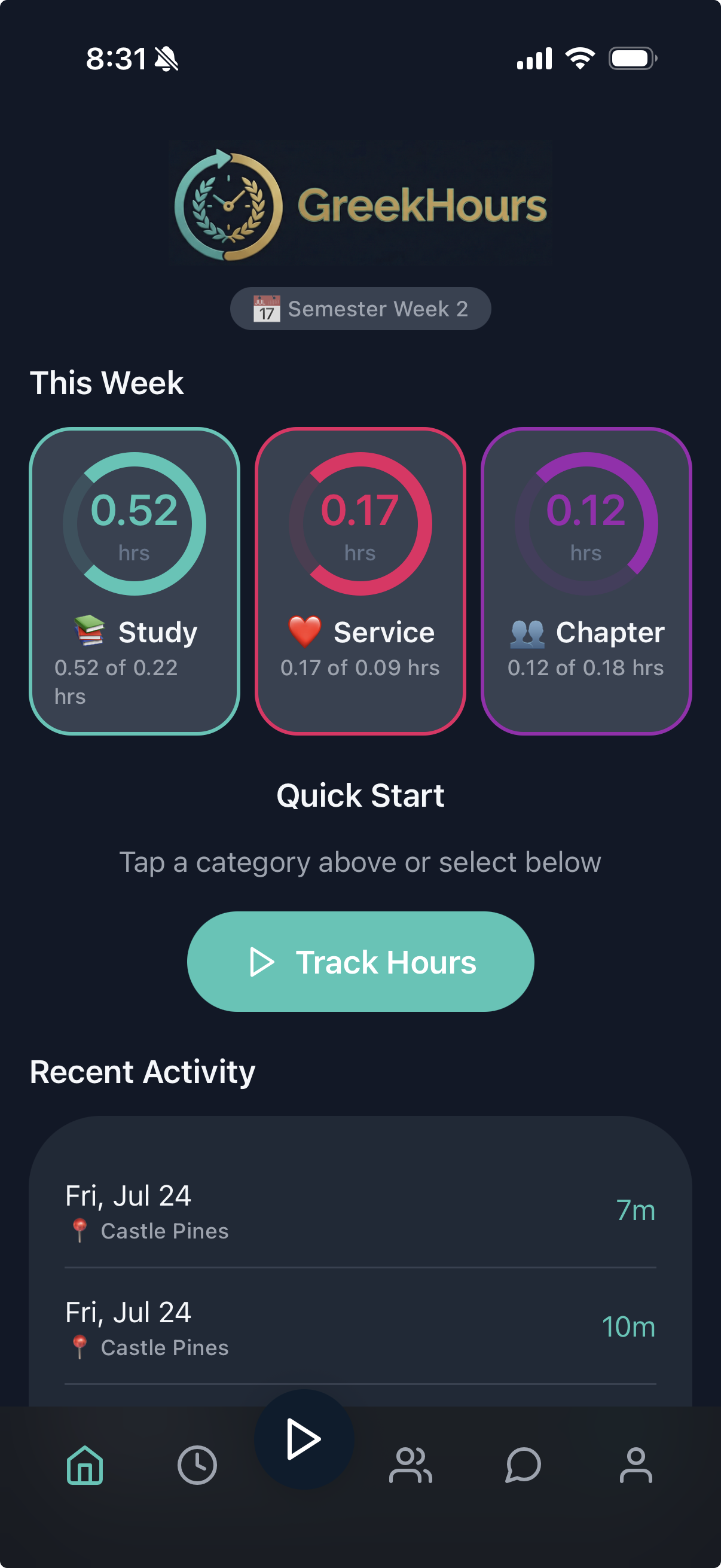 GreekHours Dashboard